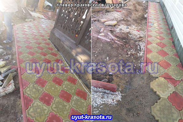 Укладка тротуарной плитки Клевер в селе Шугарово