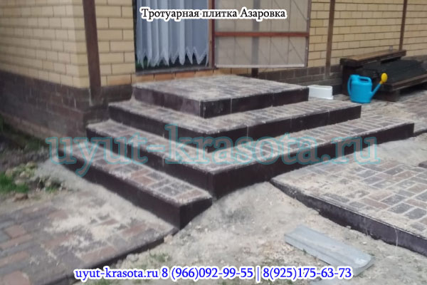 Пример укладки тротуарной плитки на дачах Заокского района Тульской области 