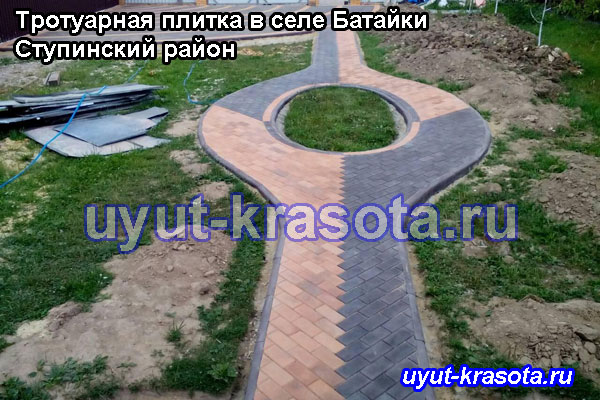 Укладка т ротуарной плитки в селе Батайки Ступинский район Московская область 
